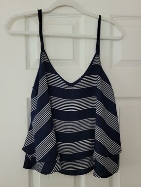 Lucy Paris Navy & White Striped V-Neck Spaghetti Strap Cami
